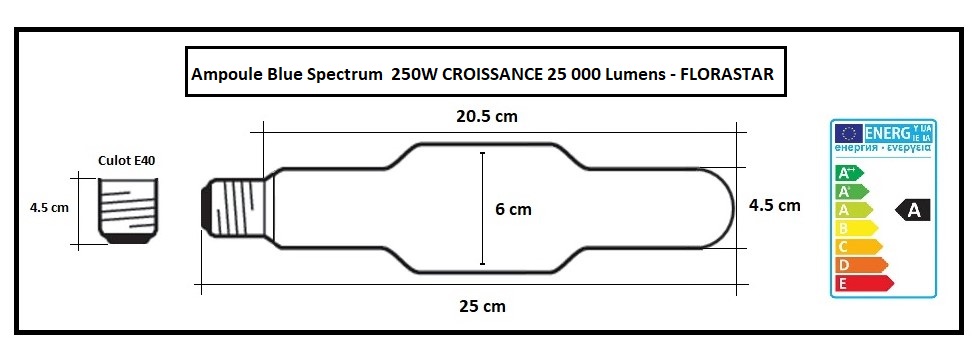 Lampe de croissance MH 250W pour serre et box de culture indoor