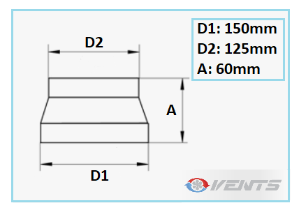 Réduction de ventilation plastique 125-150mm