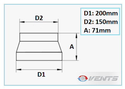 Réduction pour conduit d'air en plastique 150-200mm