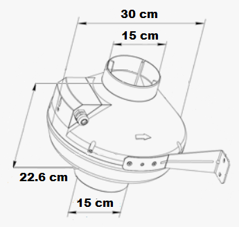 Dimensions de l'extracteur variable VK 150 de Ventilation Systems
