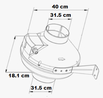 Ventilateur mono vitesse avec brides de connexion 31.5 cm