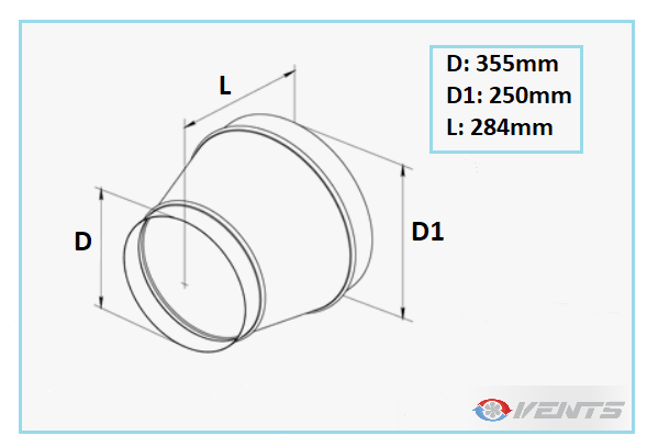 Réduction pour gaine de diamètre 355/250mm