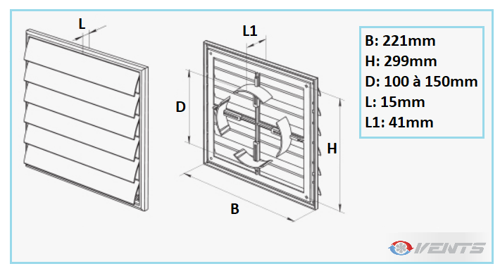 Grille de ventilation en PVC pour gaine de 100 à 150mm