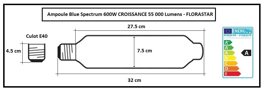 Ampoule 55 000 lumens MH 600W pour la croissance indoor