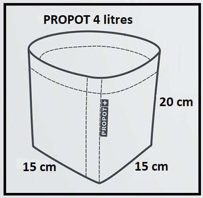 Dimensions du pot textile 4 litres Garden High Pro