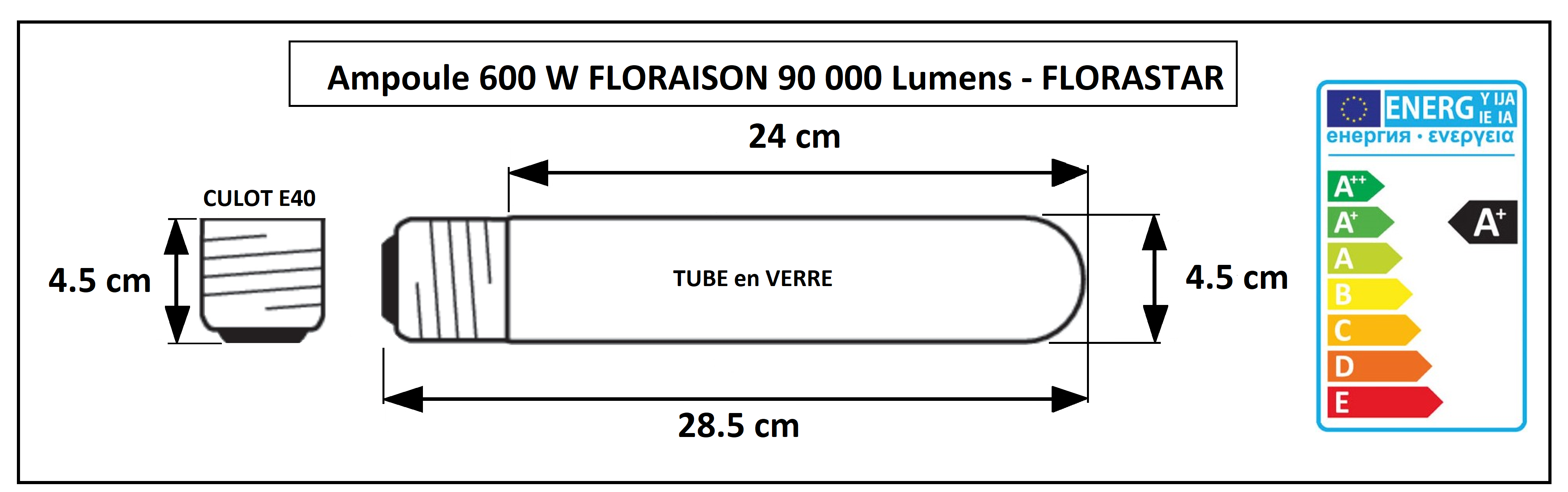 Lampe de floraison 600W pour culture florale intérieur