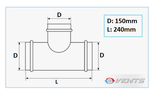 Té de raccordement 150mm pour conduit de ventilation