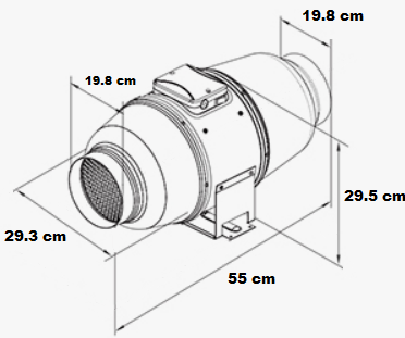 Extracteur insonorisé avec entrée et sortie d'air diamètre 200 mm