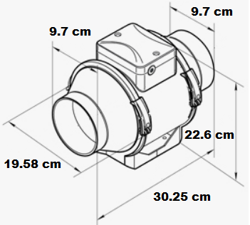 Extracteur en ligne à 2 débits d'air avec sorties 100 mm