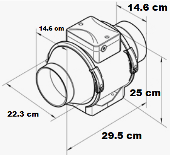 Dimensions et diamètre de sortie de l'extracteur TT 150 avec variateur