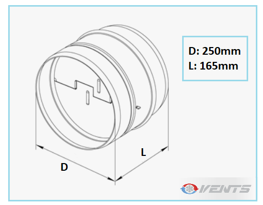 Clapet de ventilation en acier de diamètre 250mm