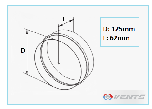 Manchon pour gaine de ventilation de diamètre 125mm