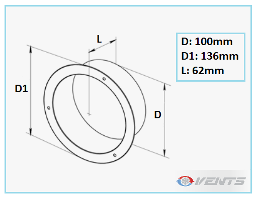 Flange ronde en métal pour gaine de ventilation 100mm