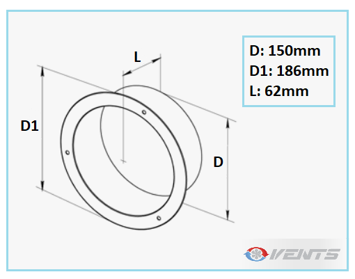 flange de ventilation ronde en métal 150mm