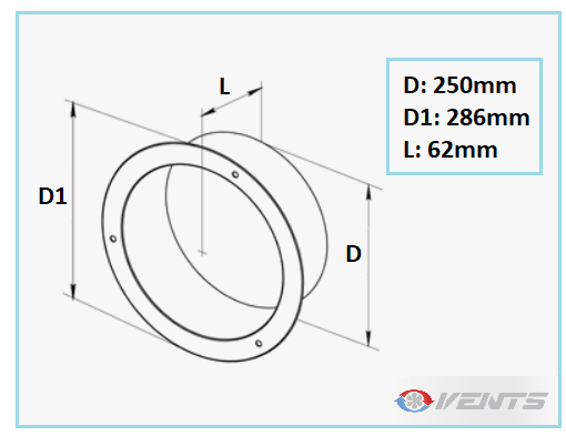 Flange métal ronde pour conduit de ventilation 250mm