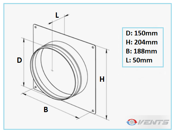 Flange de raccordement pour gaine diamètre 150mm