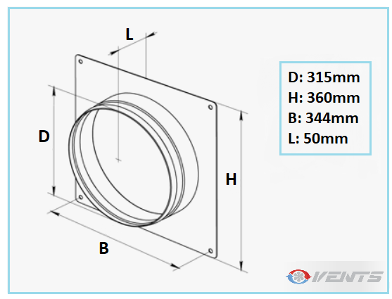 Flange en métal diamètre 315mm