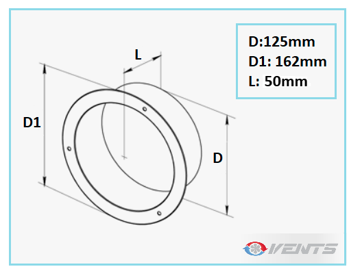 Flange métal ronde de diamètre 125mm