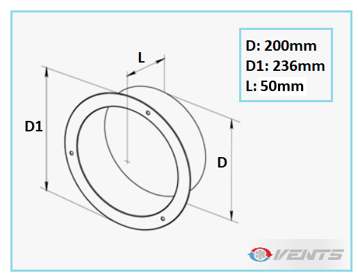 Flange ronde en métal pour gaine flexible 200mm