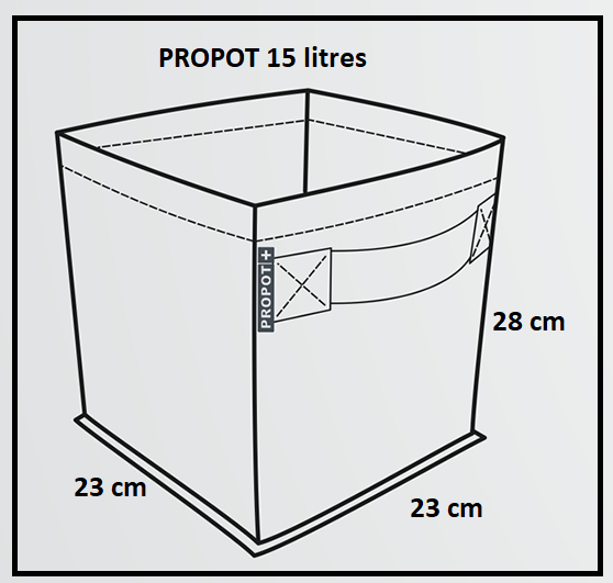 Pot en tissu de 15 litres avec poignées