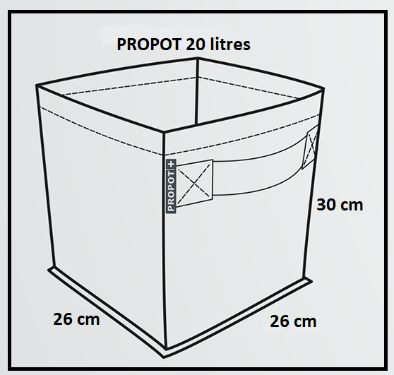 Dimensions du pot géotextile Porpot 20 litres