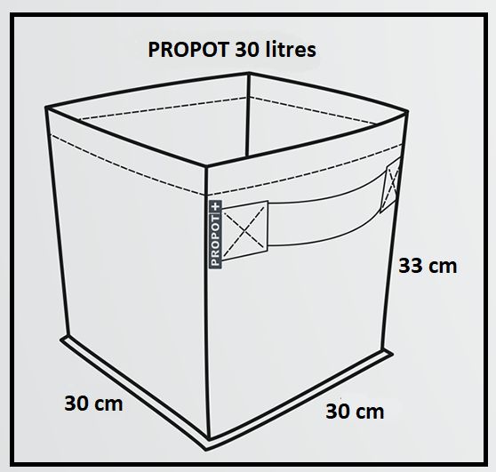 Dimensions du pot textile 30 litres Garden High Pro