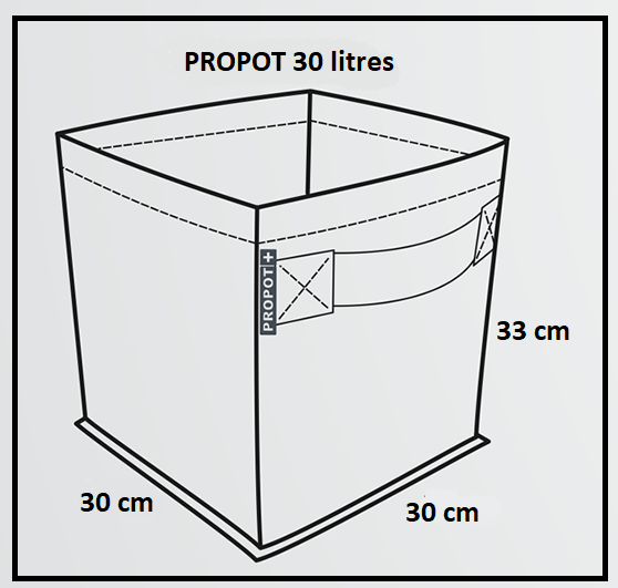 Dimensions du pot de fleur en tissu 30 litres